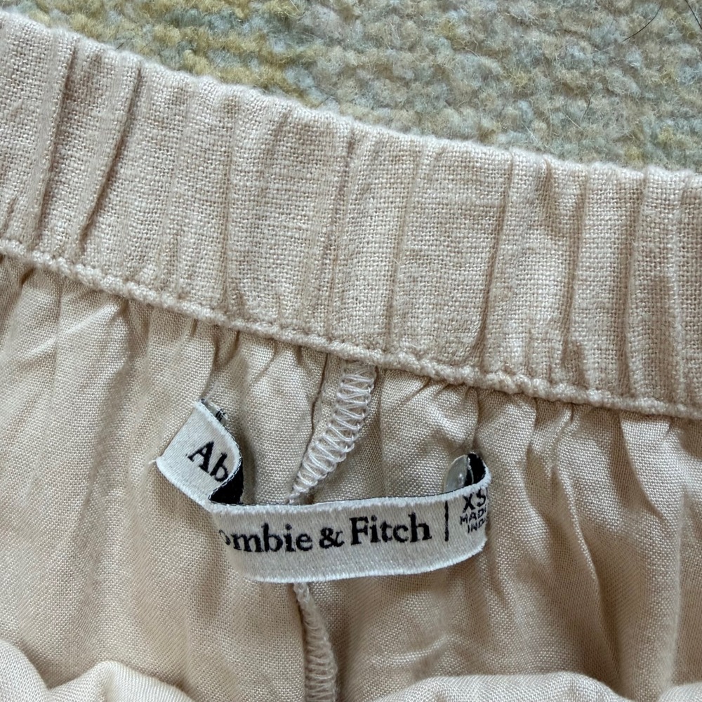 Abercrombie & Fitch Beige Linen Blend Tiered Maxi Skirt XS Boho Coastal Casual - Picture 2 of 5